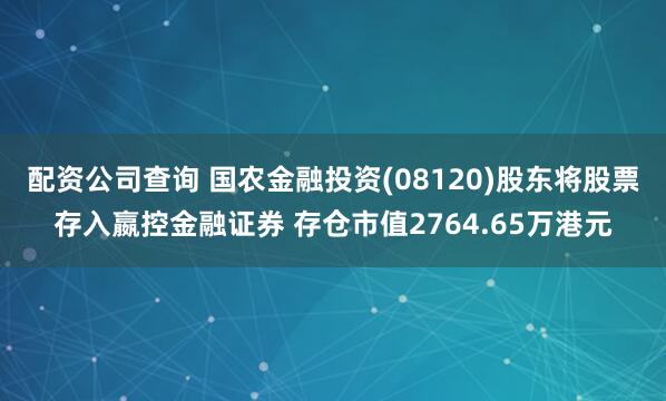 配资公司查询 国农金融投资(08120)股东将股票存入嬴控金融证券 存仓市值2764.65万港元